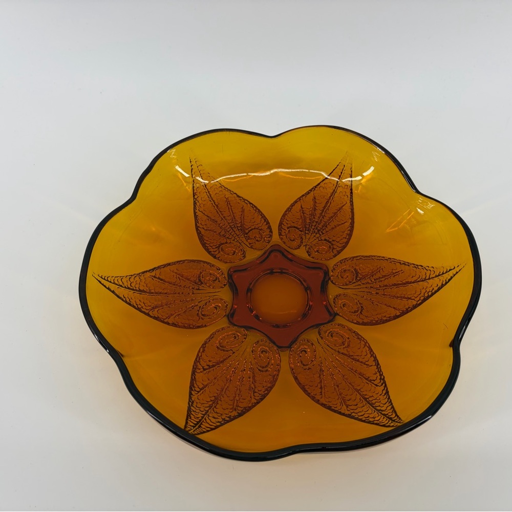 Anchor Hocking‎ Renaissance Gold 8" Amber Glass Decorative Bowl, Vintage